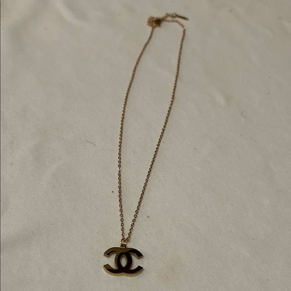 Gold Logo Pendant Necklace - Designer Style